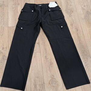 $1035 Mens OFF-WHITE Wool Blend Gabardine Cargo Pants Black 50 US 34